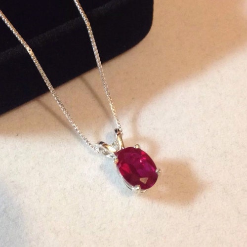 Beautiful 4ct Ruby & White Sapphire Sterling Silver Pendant - Etsy