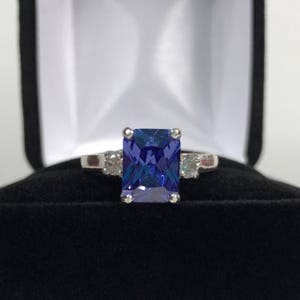 Gorgeous 2.5ct Emerald Cut Tanzanite Ring 14k Gold or 10k Gold White Sapphire Size 5 6 7 8 9 10 jewelry Gift  Gift Bridal Violet Blue