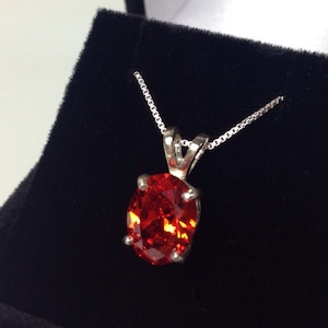 BEAUTIFUL 5ct Orange Padparadscha Sapphire Oval Pendant Sterling Silver Necklace 18" Gemstone Jewelry Trending Stones