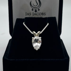 Beautiful 2.25ct Pear Cut White Sapphire Necklace 14kt Gold or Sterling Silver Solitaire Jewelry Gift Wife Mother Bride Bridal Jewelry Set