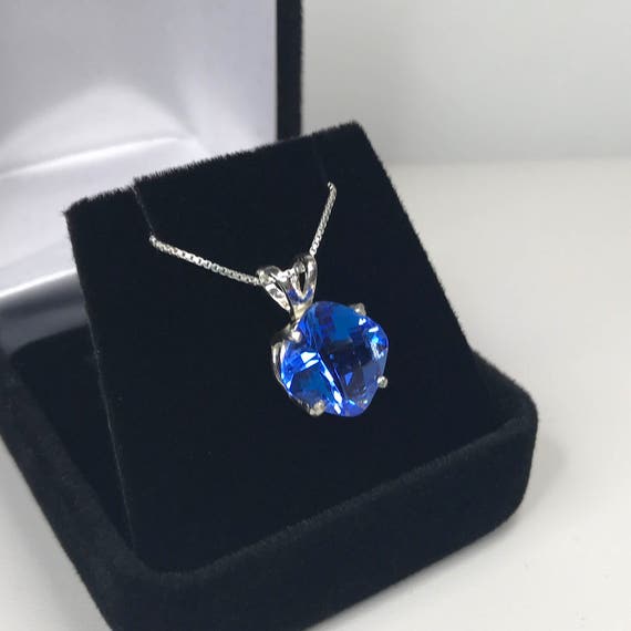 Gorgeous 5ct Cushion Cut Blue Quartz Sterling Silver Pendant Necklace  Dumortierite Paraiba Color Earrings Trending Jewelry Gift Mom Wife - Etsy