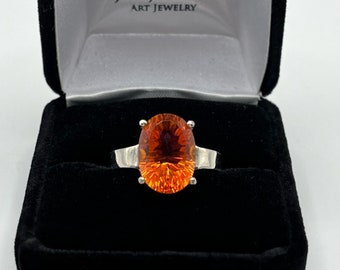 BEAUTIFUL 6ct Orange Fire Quartz Ring Sterling Silver Size 5 6 7 8 9 10 Gemstone Jewelry Trending Stones