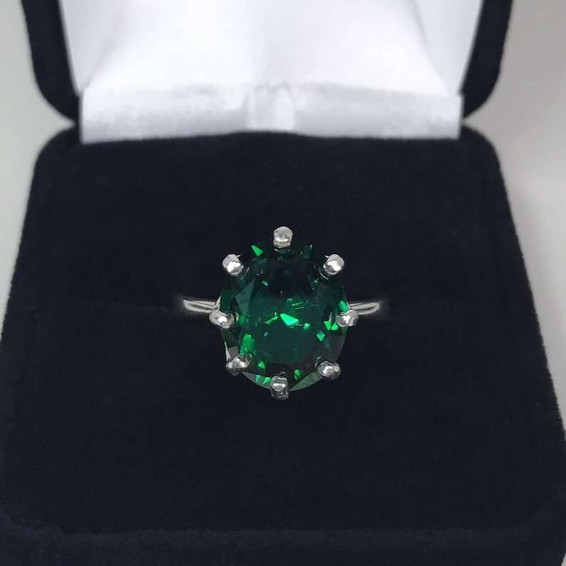 GORGEOUS 5ct Oval Cut Emerald Ring Sterling Silver Ring Sizing 4 5 6 7 8 9 Trending Jewelry Gifts May Mom Wife Sister Deep Woven Crown Lab
