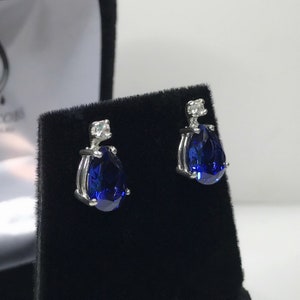 Beautiful 5ct Pear Cut Sapphire Earrings Blue & White Sapphire Post Jewelry Bridal Gift Mother Wife Daughter Teardrop Sapphire Earrings image 4