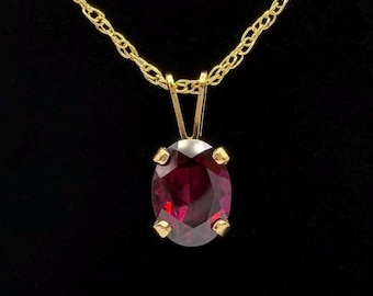 1.65ct Oval Cut Rhodolite Garnet Necklace 14k Gold Filled January Birthstone Jewelry Gift