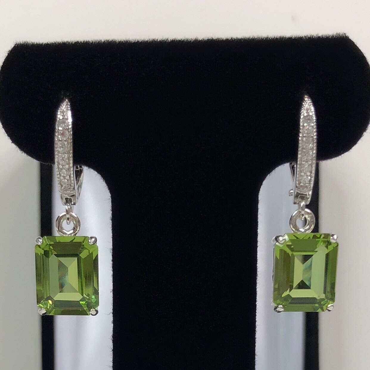 Emerald cut peridot earrings best sale