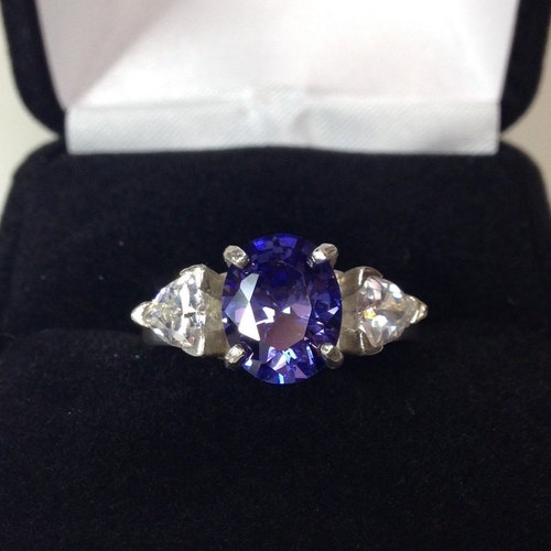 Gorgeous 4ctw Tanzanite Ring White Sapphire Accents Size 5 6 7 - Etsy