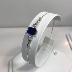 Beautiful 2ct Emerald Cut Sapphire Bolo Bracelet White Sapphire Trending Jewelry Gift Mom Wife  Adjustable slide clasp Tassel September