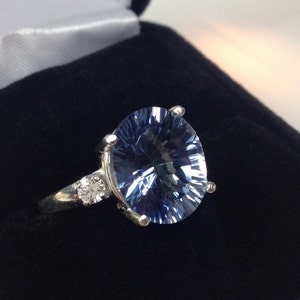 Beautiful 5ct Oval Cut Iolite Quartz Ring White Sapphire accents Sterling Silver Sz 5 6 7 8 9 10 Gemstone Jewelry Trending Gift Iolite Ring