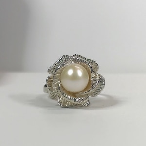 Beautiful Floral Inspired Pearl Ring Sterling Silver 10k Gold - Etsy