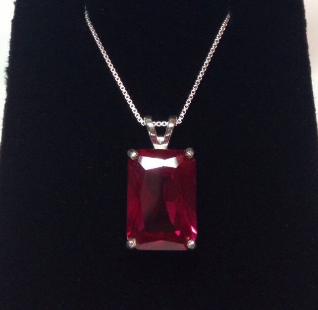 Emerald cut 2024 ruby pendant