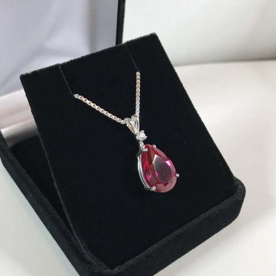 Beautiful  Moissanite  & Ruby Gemstone Necklace 