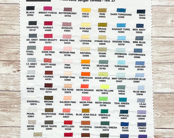 Maxilock Serger Thread Sample Card all 76 Colors Etsy