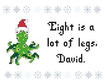 Cross stitch pattern of Eight Is A Lot Of Legs, David