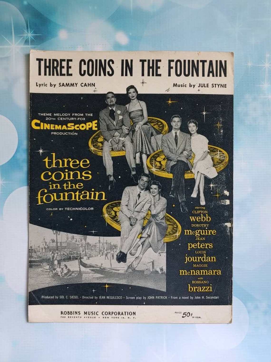 Vintage Sheet Music Song. Three Coins In The Fountain. Lyrics Etsy