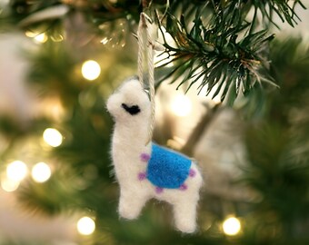 Scandinavian Dala Horse. Peruvian Lama. Wool Christmas Ornament. Handmade Needle Felting. Two Sided. Custom Orders Welcomed. Free Shipping.