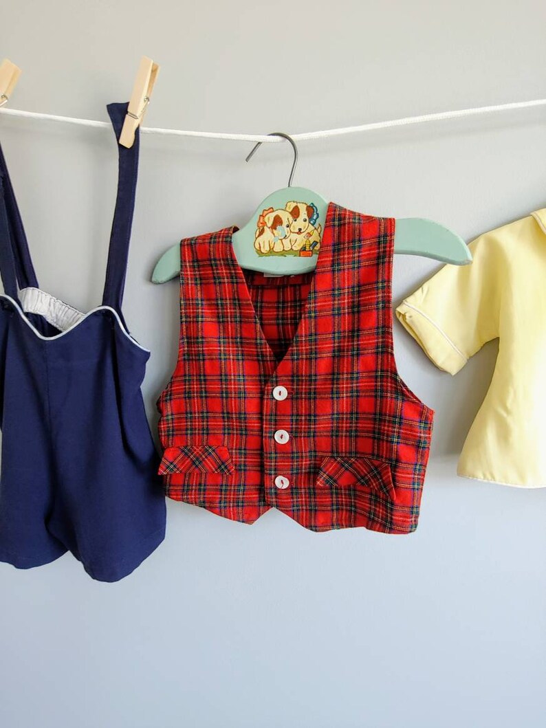 Vintage Viyella Vest Woven in Great Britain Size 3 Boy/'s Plaid Wool Vest
