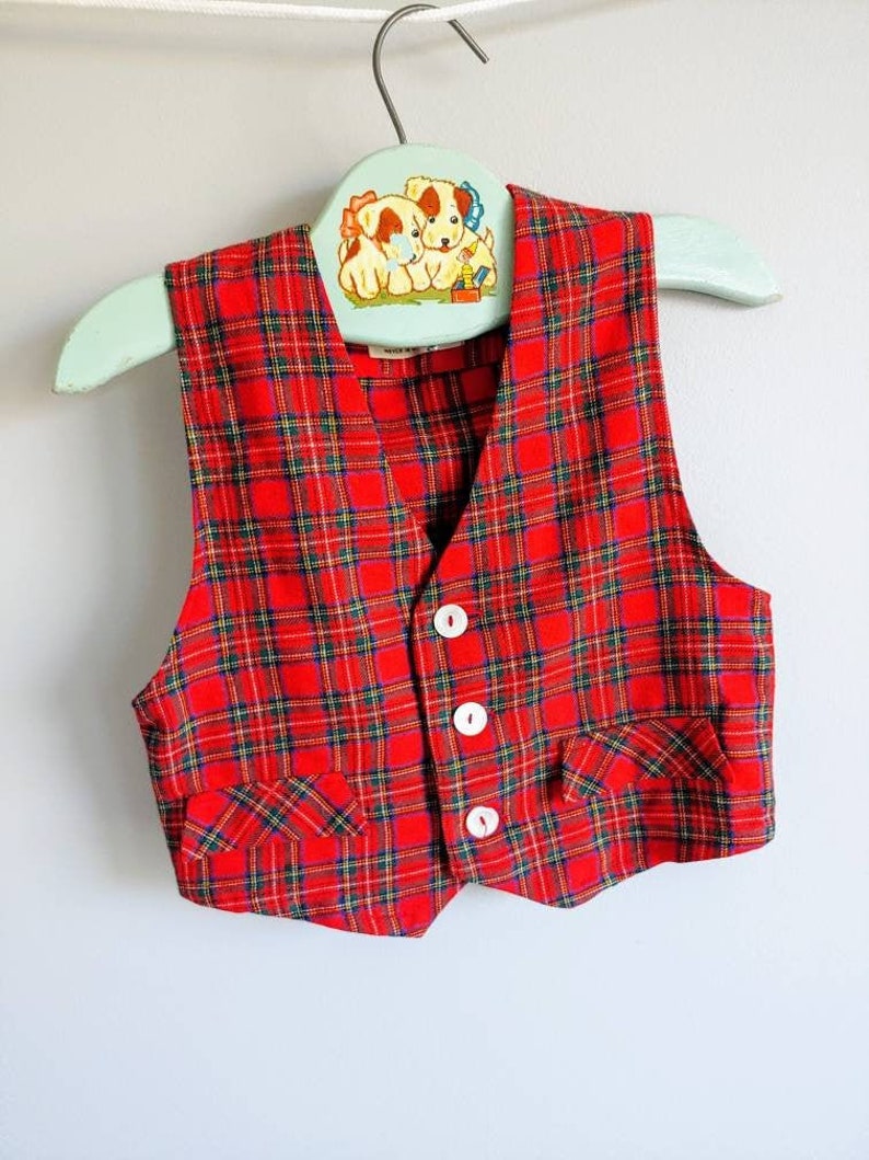 Vintage Viyella Vest Woven in Great Britain Size 3 Boy/'s Plaid Wool Vest
