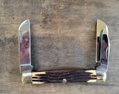 Queen 32 Imitation Winterbottome Bone. Big Congress Knife quot Q quot Steel Tang Stamp Etched. Factory Edge. Collectible. Excellent . 1950s