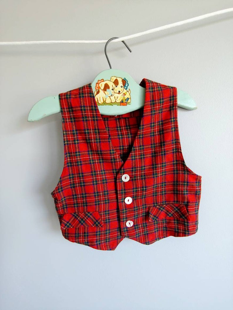 Vintage Viyella Vest Woven in Great Britain Size 3 Boy/'s Plaid Wool Vest