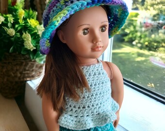 18 Inch Doll Hat. Crocheted Doll Bucket Hat. American Girl Doll Beanie Cap. Next Generation Doll. Hand Crotched.