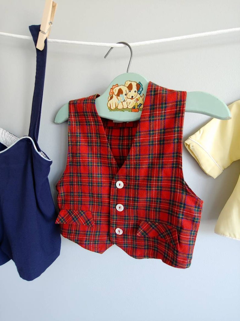 Vintage Viyella Vest Woven in Great Britain Size 3 Boy/'s Plaid Wool Vest