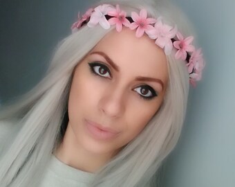 Flower Crown, Floral Crown, Pink Flower Crown, Flower Headband