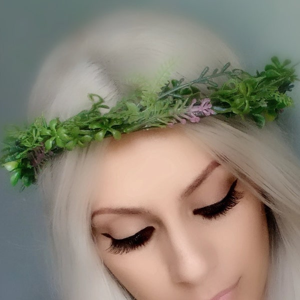 Greenery crown, Leaf headpiece, floral crown