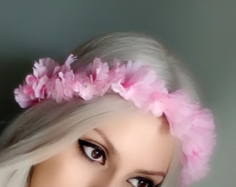 Pink Flower Crown, Floral Crown, Flower Headband