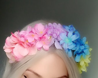 Spring Flower Crown, Pastel Flower Crown, Rainbow Headband