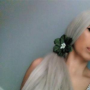 Green Hair Flower Clip