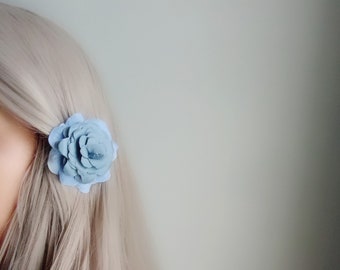 Pale Blue Hair Flower Clip