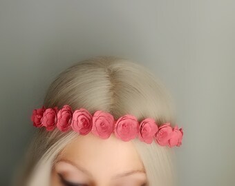 Coral Flower Crown, Floral Headband, Floral Crown, Paper Flower Crown