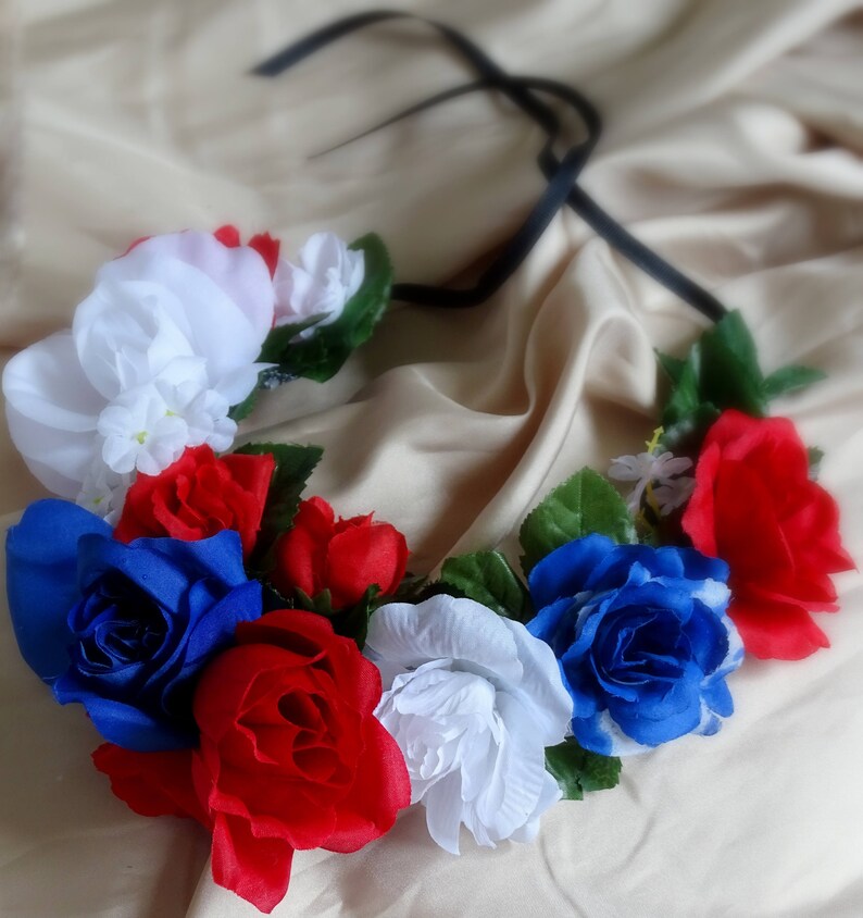 Red White and Blue Flower Crown Floral Crown Flower | Etsy