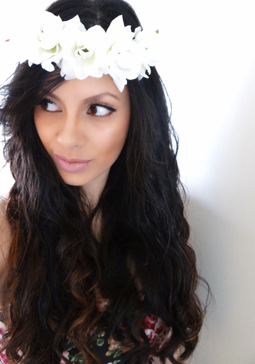 White Floral Crown White Hair Accessory Flower Crown Etsy