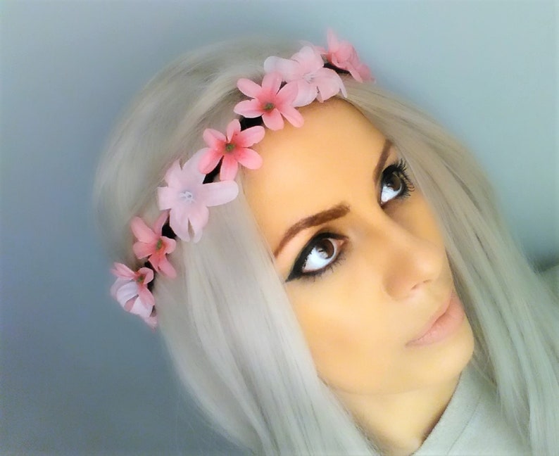 Flower Crown, Floral Crown, Pink Flower Crown, Flower Headband image 2