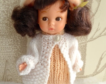 HANDKNIT DOLL OUTFIT - three charming pieces for 6-7"/14-19cm dolls like Amanda Jane, Fishel Fairytale, Lottie and Our Genration