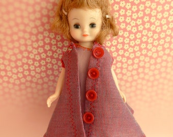 VINTAGE COAT and DRESS, handmade in wool, for skinny 7-8in/ 17-19cm dolls like vintage Betsy McCall, Riley Kish, and modern Lottie