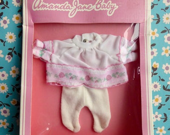 Still Boxed*** Delightful 2 Piece AMANDA JANE BABY Outfit - white top and tights which will also fit Pedigree Baby Sarah too