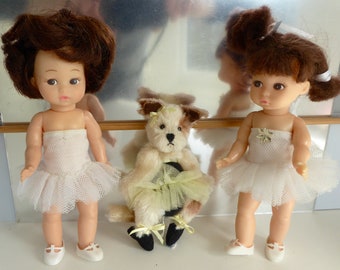 12 VINTAGE DOLLS&#39; TUTUS in five colours for 7-8in/16-20cm dolls like Amanda Jane, Ginny, Fairytale, Mini American Girl or Penny Brite