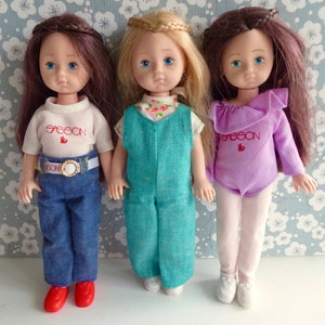 Choose from 3,  mint condition 1980s SASSON GINNY DOLLS in original outfits, all 8in/20cm tall with long, shiny hair