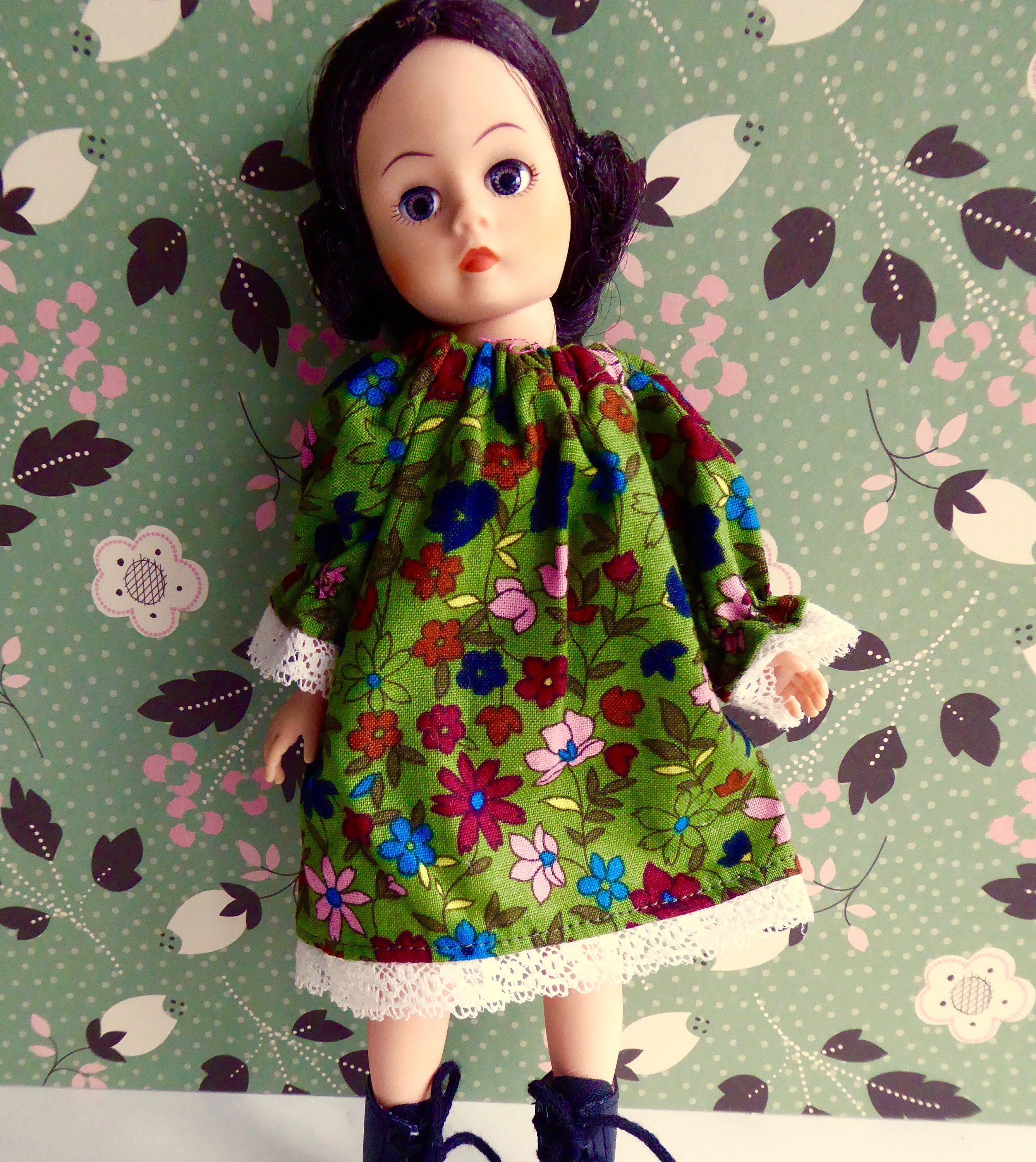 green emerald velvet dress Sale~ Handmade 1970's Vintage Sea Foam Green Calico Puff Sleeve Midi D –  Strange Vintage main image 0