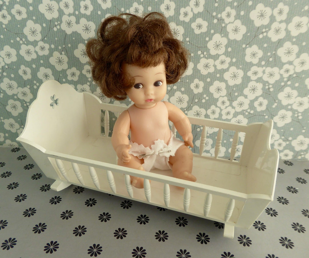 Vintage BABY DOLL CRADLE a Charming Bed at 7in/17.5cm Long Etsy