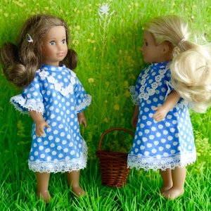 VINTAGE TWIN DOLL Dresses, lace-trimmed in ditsy print for 7in/16cm dolls like Garden Gals, Lori, Lottie, and Mini American Girl image 4