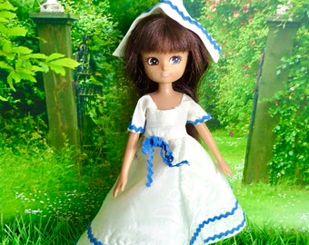 Handmade Vintage LOTTIE DOLL DRESS & matching Hat, an old-fashioned outfit for a very special occasion