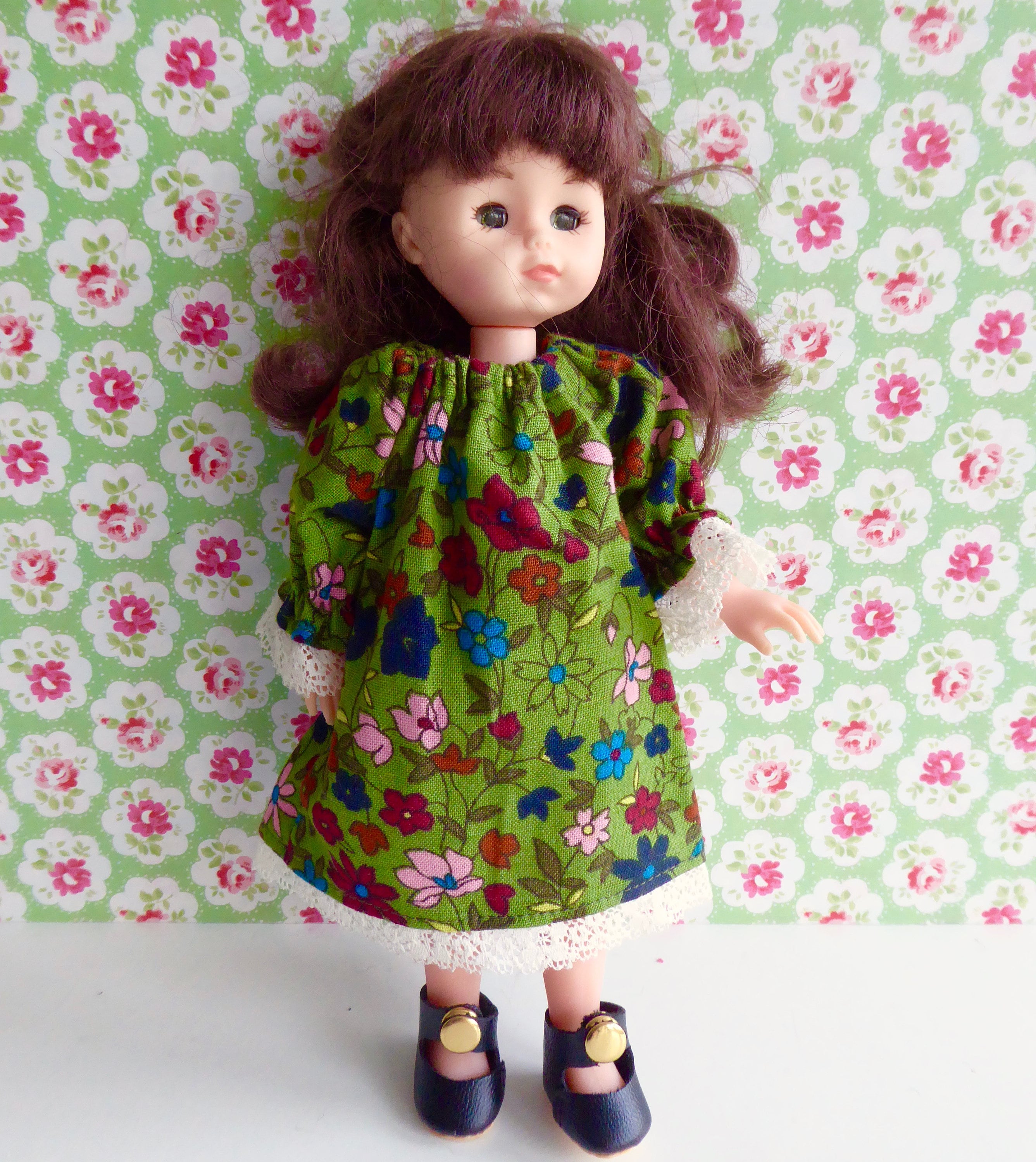 green calico dress Vintage 40s/50s Green Calico Print Prairie Dress S– Papillon Vintage Shop main image 0