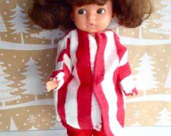 Striped VINTAGE CHRISTMAS PYJAMAS for all lucky dolls from 7-8in/16-19cm tall like Amanda Jane, Ginny, Madame Alexander, Penny Brite