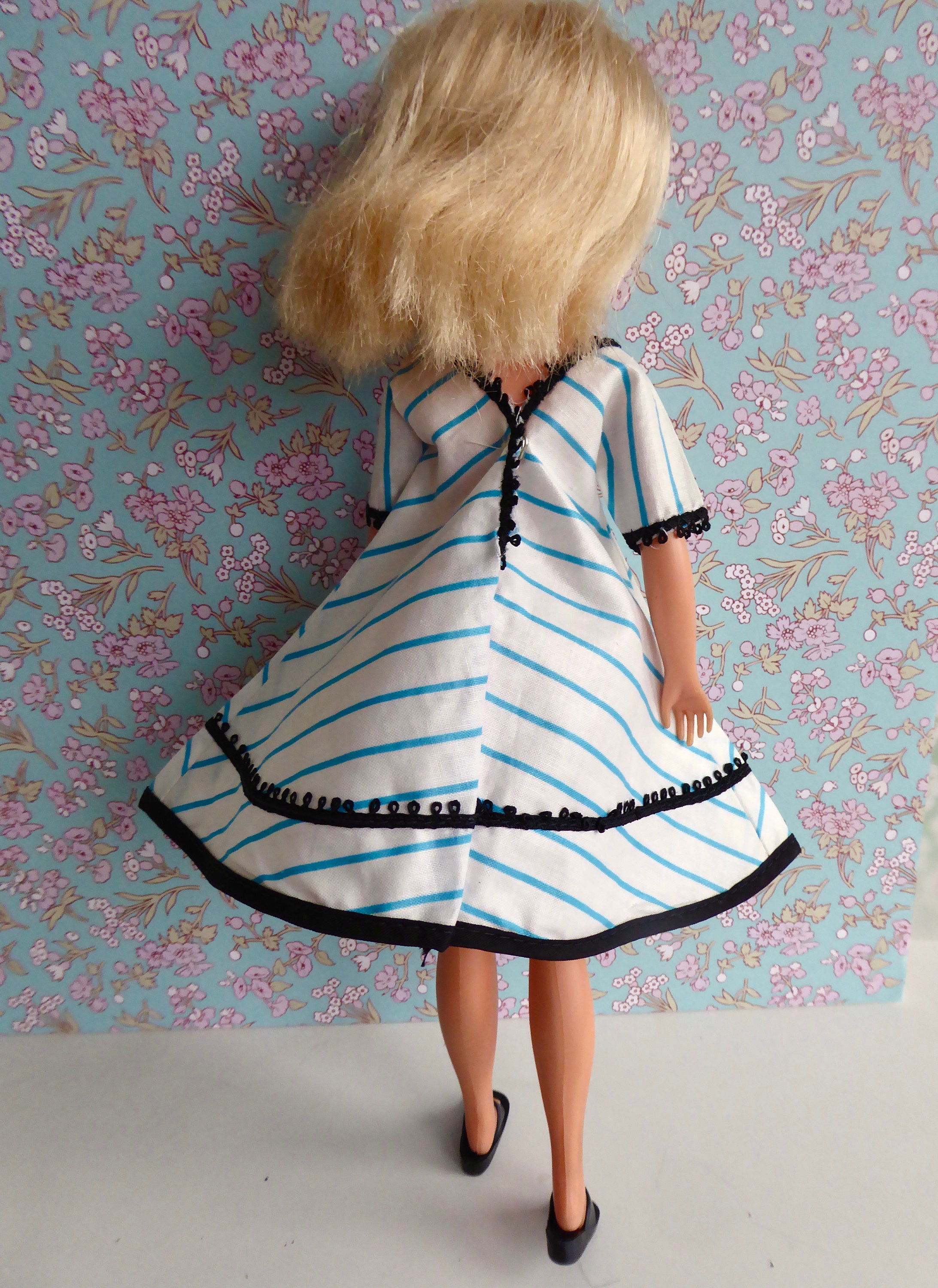 1960s Vintage & Handmade FASHION DOLL DRESS in Full A-line