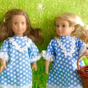 VINTAGE TWIN DOLL Dresses, lace-trimmed in ditsy print for 7in/16cm dolls like Garden Gals, Lori, Lottie, and Mini American Girl image 6