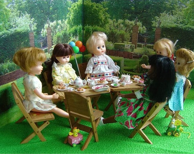 DOLLY BIRTHDAY PARTY Garden Diorama for All 79/1723cm Dolls Like Amanda Jane, Betsy Mccall